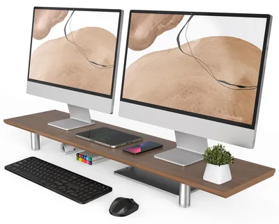 Immagine prodotto di Omgoods - Supporto per monitor grande - Base regolabile per computer, adatta a 2 monitor