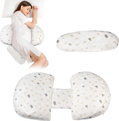 Immagine prodotto di Cuscino per la gravidanza - Cuscino doppio regolabile a cuneo - Supporto per pancia e schiena - Per chi dorme di lato - Rivestimento sfoderabile e lavabile - Bianco