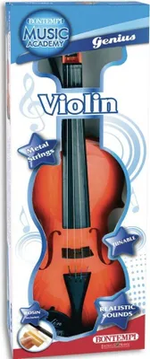 The image shows the packaging of a Bontempi Music Academy violin toy for children.