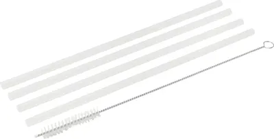 Produktbild von Fackelmann Kunststoff-Trinkhalme Ø 6 mm mit Reinigungsbürsten Rio Party, Wiederverwendbare Strohhalme für jeden Anlass, Trinkröhrchen (Farbe: Transluzent), Menge: 4 Halme + 1 Bürste