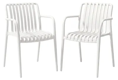 Produktbild von HOMLA Set mit 2 weißen VALORO-Gartenstühlen, 54,5 x 58,5 x 81 cm