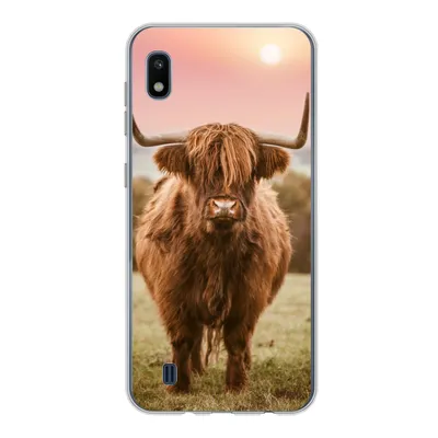 Produktbild von MuchoWow® Handyhülle Schutzhülle Hülle für Samsung Galaxy A10 Schottischer Highlander - Sonne - Himmel Silikon Softcase Handy Hülle - Schutzhülle