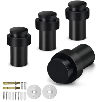Obrázek produktu pro Zarážka na dveře z nerezové oceli, průměr 65 mm, balení 4 kusů, s gumovým tlumičem