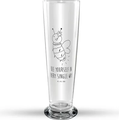 Produktbild von Mr. & Mrs. Panda Bier Glas Biene Blume - Transparent - Geschenk, Glasbecher, Trinkglas, Glasbierglas, Bierglas, Bierbecher