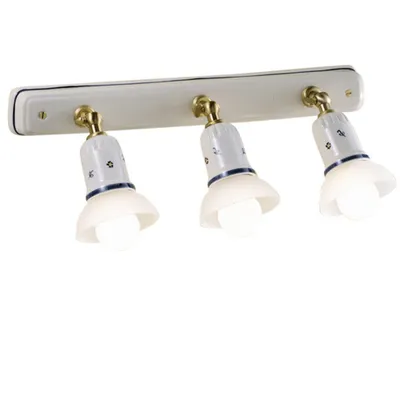 Obrázok produktu pre Klasická nástenná lampa Savona z keramiky a saténovanej mosadze s 3 žiarovkami E14