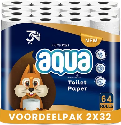 Produktbild von AQUA Triple Soft Toilettenpapier- 64 Rollen WC-Papier - 3-lagig