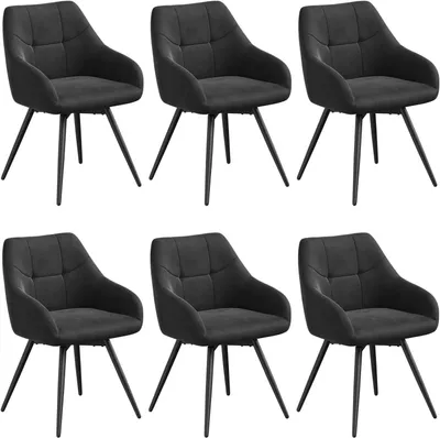 Produktbild von WOLTU Drehbare Esszimmerstühle, Küchenstühle mit Armlehne, Bezug aus Samt, Metallbeine : Schwarz 6 Farbe: Schwarz Stückzahl: 6