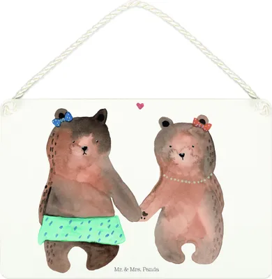 Produktbild von Mr. & Mrs. Panda Wandbild Holz Bär Freundin DIN A4 - Weiß - Geschenk, Schild, Türschild, wandtafel, Beste Freund Liebe Liebesbeweis Verliebt Kumpel Kumpeliene, holzbild