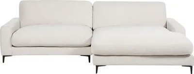 Obrázek produktu pro BELIANI Rohová pohovka levostranná krémově bílá žinylková tkanina kovové černé nohy 190 x 272 x 83 cm 3místná pohovka ve tvaru L moderní styl