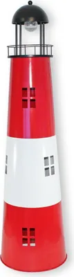 Produktbild von Leuchtturm Garten 120 cm mit Licht Solar Leuchtturm Metall Maritime Deko mit LED Beleuchtung Gartendeko Maritim