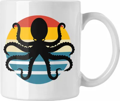 Produktbild von Trendation - Oktopus Tintenfisch Tasse Geschenk Lustiger Grafik Oktopus Geschenkidee Geburtstag (Weiß)