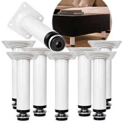 Produktbild von HOOZ® Möbelfüße Edelstahl Weiß Matt 200 mm 8er Set [HÖHENVERSTELLBAR] Möbelbeine Ø 30 mm – Schrankfüße für Kommode TV-Board & Regal – 35 kg pro Fuß