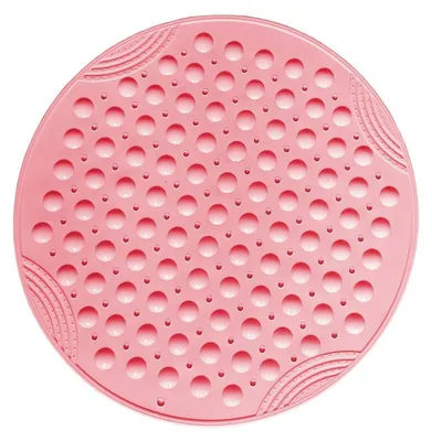Image de Tapis de douche antidérapant avec ventouses, lavable en machine, rond, rose