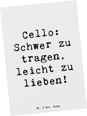 Produktbild von Mr. & Mrs. Panda Postkarte Spruch Cello Liebe - Weiß - Geschenk, Lernen, Musik, Musiker, Postkarten, Instrument, Grußkarte, Klassische, Streichinstrument, Ansichtskarten