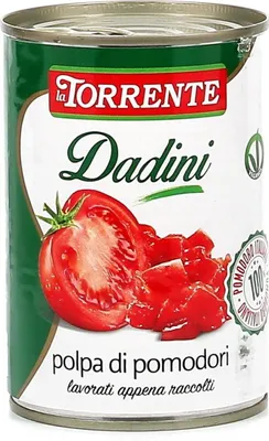 Produktbild von 24x La Torrente Polpa di Pomodori Dadini Tomatenmark Tomaten sauce aus Italien dose 400g