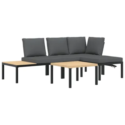 Produktbild von 4-tlg. Garten-Sofagarnitur mit Kissen Schwarz Aluminium