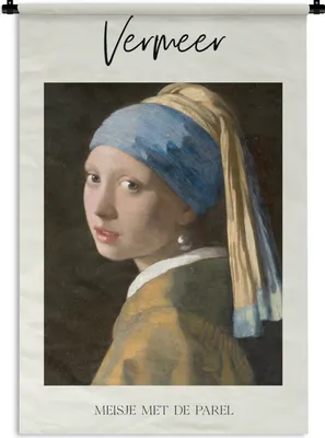 Produktbild von MuchoWow® Wandteppich Wandbehang Mädchen mit Perlenohrring - Vermeer - Kunst 90x135 cm Tapisserie Dekoration Wandtuch - Baumwolle - Wandskulptur