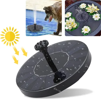 Produktbild von Jiubiaz Solar Springbrunnen Solar Teichpumpe Gartenpumpen Solarpumpe mit 1.5W Monokristalline Solar Panel Schwimmender Dekoration für Garten Kleiner teich Vogelbad Fisch-Behälter Pool