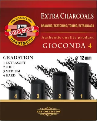 Obrázok produktu pre KOH-I-NOOR Set of Artificial Extra Charcoals Sada umelých uhlíkov 12 mm 4 ks
