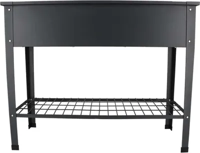 Produktbild von Esschert Design Hochbeet Metall Anthrazit 100cm, 80L, mit Ablagegitter, Wasserablauf, wetterbeständig, rückenschonende Arbeitshöhe, modern, dezent, für Außenbereich, Balkon, Kräuter, Gemüse, Blumen