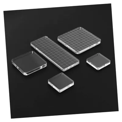 Produktbild von Transparentes Acryl-Stempelblockset mit Rasterlinien, 5 Stück für Scrapbooking und Bastelarbeiten