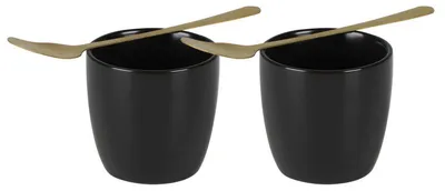 Image de DOCHTMANN Lot de 2 bols en céramique avec cuillère, 6 x 7 cm