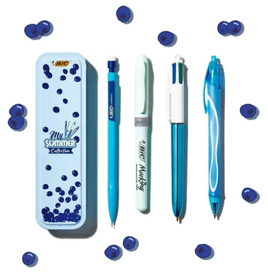 Obrázok produktu pre BIC Summer Blue Box, Klip, Zasúvacie pero so sponou, Doplňovacie, Čierna, Modrá, Zelená, Červená, 5 kusov