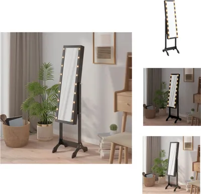 Produktbild von vidaXL Standspiegel mit LED Schwarz 34x37x146 cm - Spiegel