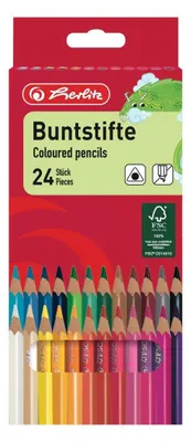 Image de herlitz crayons de couleur triangulaires, étui carton de 24 pièces