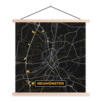 Produktbild von MuchoWow® Textilposter Gold - Deutschland - Karte - Neumünster 120x120 cm mit holzfarbenen Rahmen - Textil-Poster
