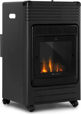 Produktbild von Blumfeldt Heizstrahler, Outdoor-Heizung für Garten & Terrasse, Mobiler Heizpilz, Heizstrahler mit Gas und Elektrischer Zündung, Terrassenheizstrahler mit 360° Fire View, Gasheizungen mit Bodenrollen