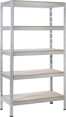 Produktbild von SCHULTE Regalwelt Schwerlastregal mit 5 Holzböden, 180x90x40 cm (HxBxT), Traglast pro Ebene ca. 175 Kg, verzinkt, Lagerregal, Kellerregal