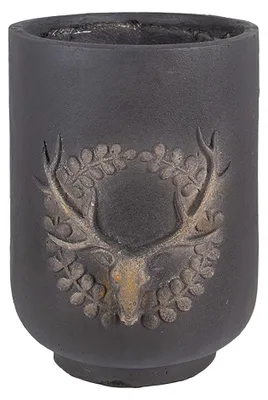 Produktbild von Clayre & Eef Blumentopf Ø 23x31 cm Grau Keramikmaterial Hirsch