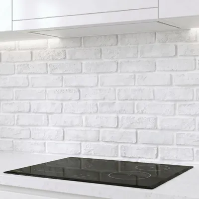 Produktbild von Küchenrückwand Ziegelwand hellgrau 60 x 300 cm - monolithische ABS-Platte mit Direktdruck, Spritzschutz Küche & Bad, Fliesenspiegel