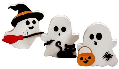 3er-Set Halloween-Geister-Tischdekoration für drinnen & draußen