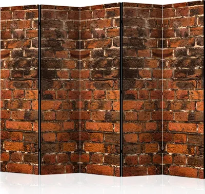 Produktbild von 5-teiliger Doppelseitiger Vlies Paravent - Brick Shadow II 225x172 cm Muster f-C-0328-z-c