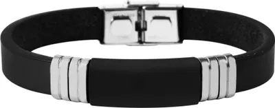 Produktbild von Akzent Echtlederarmband mit Edelstahlelement, Gravurplatte