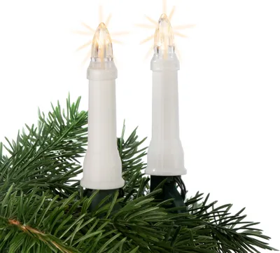 Produktbild von Hellum Weihnachtsbaum Lichterkette Außen, 45 LED Kerzen, 19,8m beleuchtet, mit Stecker und Clip-Befestigung, wetterfest