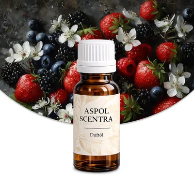 Produktbild von Aspol Scentra Beerenblüte UFIGREEN Duftöl für Kerzen und Diffusoren 20 ml, KI-generiertes Bild