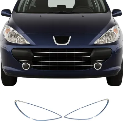 Image de Cadres De Phare Avant pour Peugeot 307 2001-2008 ABS Chromé 2 Pcs