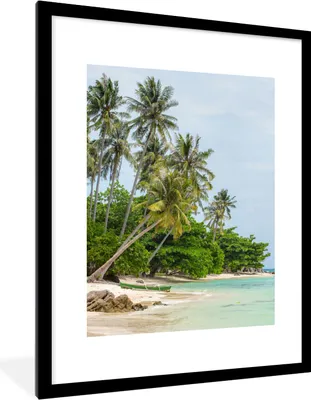 Produktbild von MuchoWow® Gerahmtes Poster Palmen - Strand - Sommer - Tropisch 60x80 cm - Poster mit Schwarzem Bilderrahmen Wandposter Rahmen Foto Bilder - Wohnzimmer - Dekorationen - Prämie