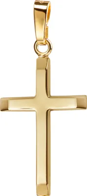 Produktbild von Anhänger-Kreuz Goldkreuz für Damen, Herren und Kinder mit abgeflachten Kanten als Kettenanhänger 585 Gold 14 Karat mit Schmuck-Etui