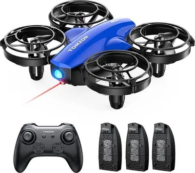 Obrázok produktu pre Detský dron – modrý dron s diaľkovým ovládaním – 24 minút letu – 360-stupňová ochrana vrtúľ