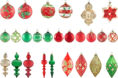 Produktbild von BELIANI Christbaumschmuck 70er Set Rot und Grün Glas mit Rillen Glitzer Handgemacht Klassischer Baumschmuck Weihnachtskugel Christbaumkugel Glaskugel