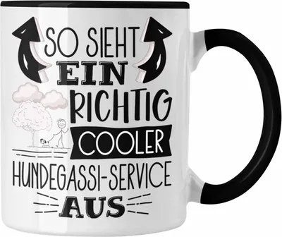 Produktbild von Trendation - Hundegassi-Service Tasse So Sieht Ein Richtig Cooler Hundegassi-Service Aus Geschenk Lustiger Spruch Geschenkidee (Schwarz)