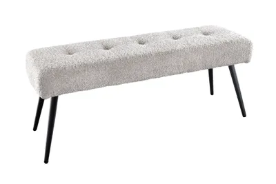 Produktbild von riess-ambiente Design Sitzbank BOUTIQUE 100cm champagner greige Bouclé schwarze Metallbeine Polsterbank Bank