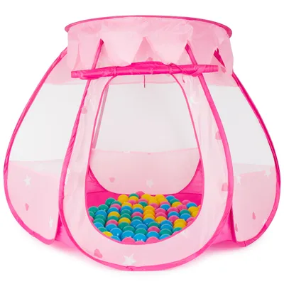 Produktbild von Bieco Prinzessinnen Kinderzelt für Drinnen | inklusive 100 Bälle | Prinzessin | Zelt Kinder | Spielzelt Mädchen | Princess Tent | Bällebad | Kinderspielzelt Mädchen | Spielzelt Kinderzimmer