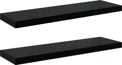 Produktbild von vidaXL Schweberegale 2 Stk. Hochglanz-Schwarz 80x23,5x3,8 cm MDF