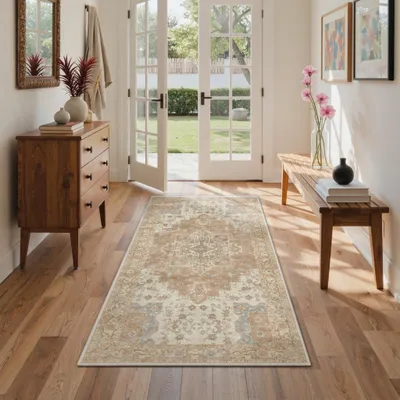 Obrázok produktu pre Vintage koberec do obývačky, prateľný v práčke, 80 x 150 cm