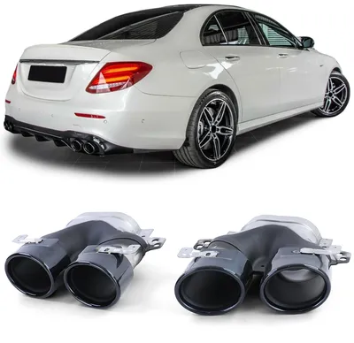 Für Mercedes E W213 mit AMG Paket 2016- Sport Auspuff Endrohre Edelstahl Schwarz in der Farbe Schwarz von Carparts-Online GmbH